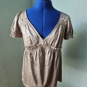 BCBGeneration Metallic Brown Patterned Blouse